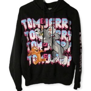 TOM & JERRY Ultra Rare Vintage Black Hoodie Sweater Size M